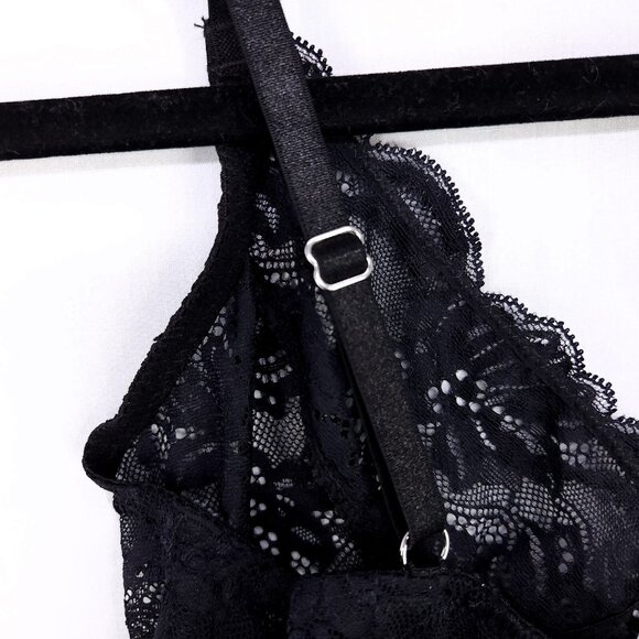Free People Intimately Bra Lace Sheer Wireless Size Medium Black Adjustible - Picture 10 of 13